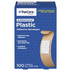 TopCare Bandages, Plastic, Antibacterial, All One Size