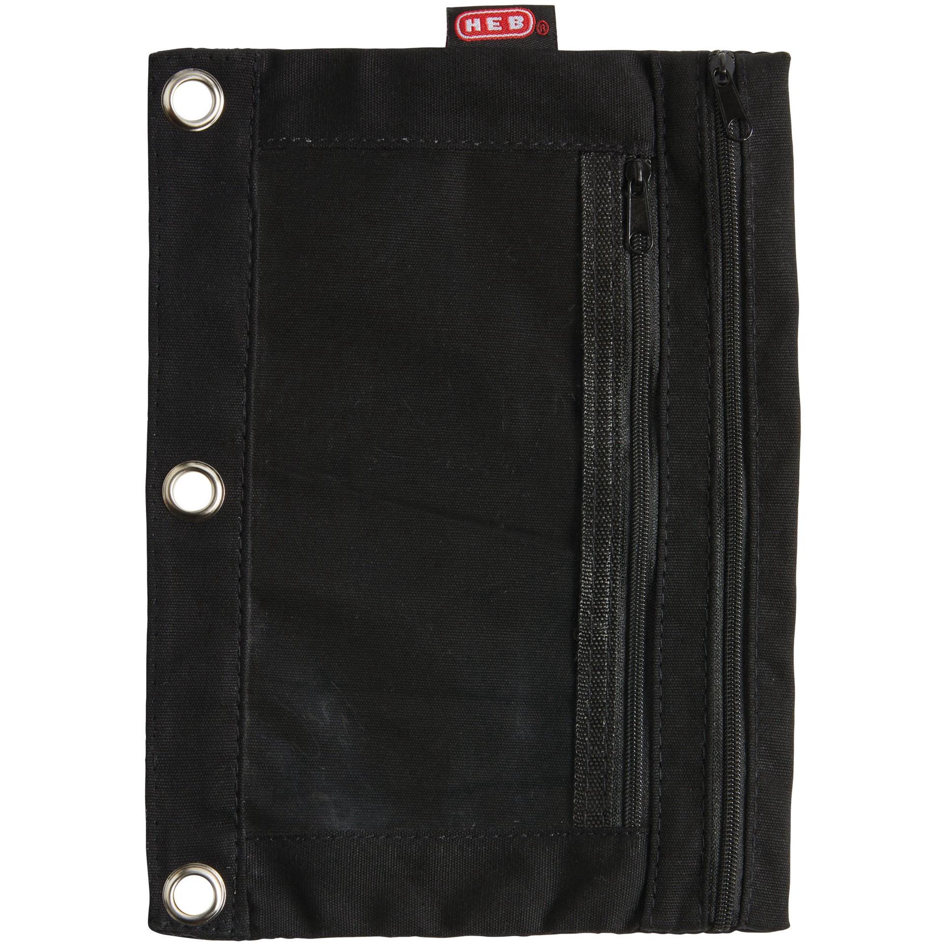 slide 1 of 1, H-E-B Dual Compartment Pencil Binder Pouch - Black, 1 ct