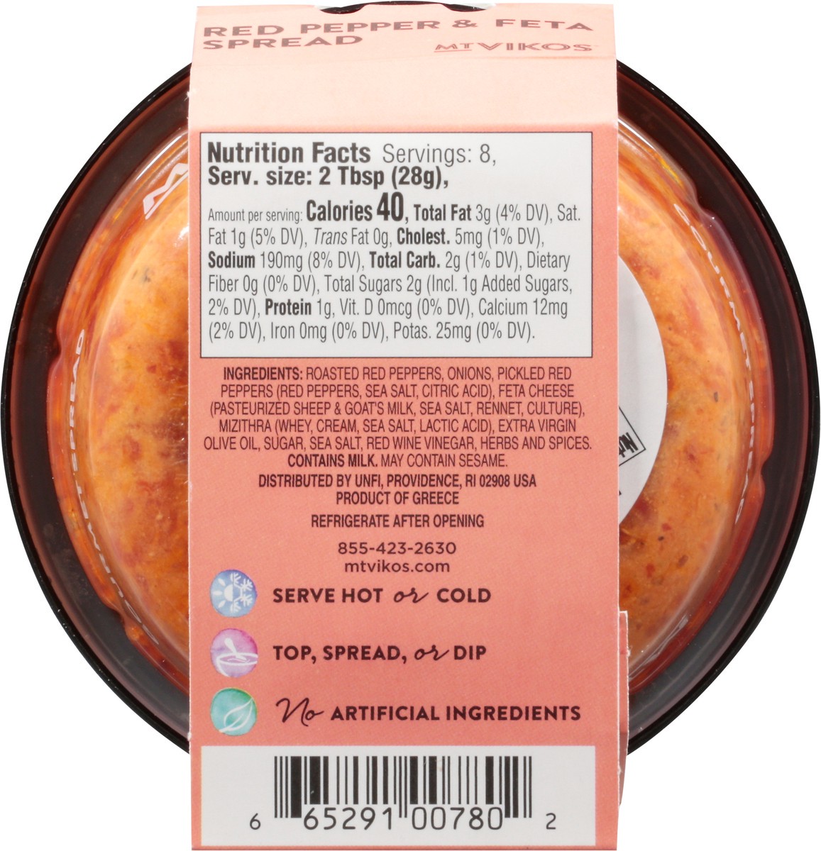 slide 3 of 12, Mt Vikos Red Pepper & Feta Spread 7.7 oz, 7.7 oz