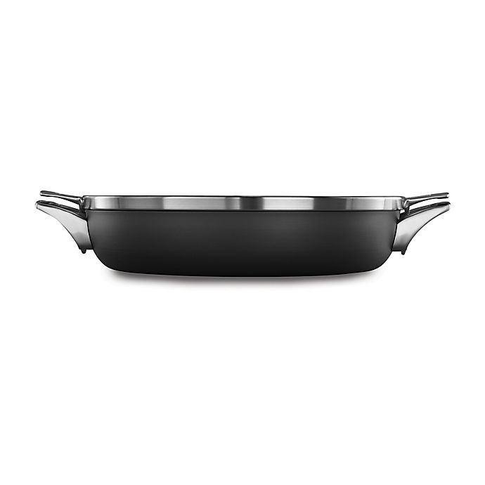 slide 1 of 1, Calphalon Premier Space Saving Hard Anodized Nonstick Covered Everyday Pan, 12 in