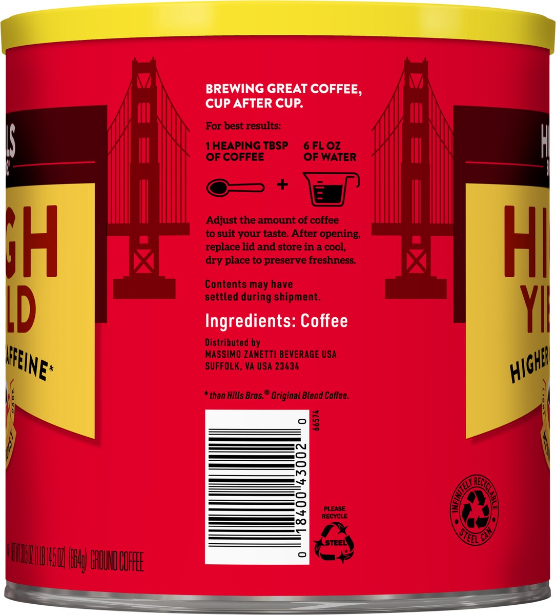 slide 6 of 7, Hills Bros. Hills Brothers High Yield Ground Coffee, 30.5 oz