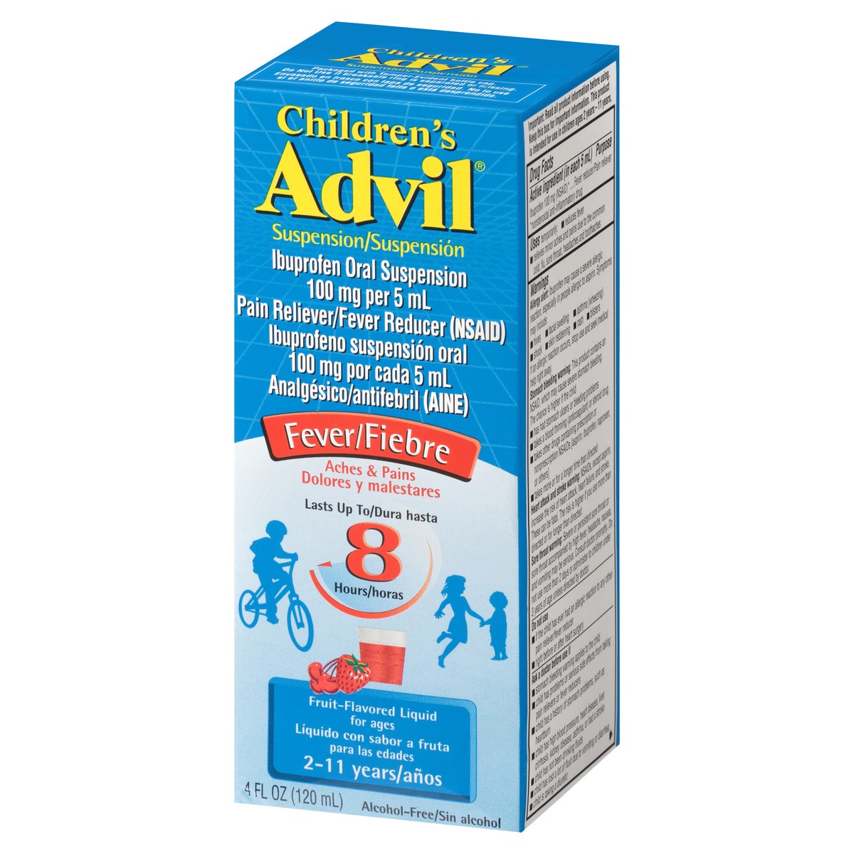 slide 10 of 10, Advil Children's Advil Pain Reliever and Fever Reducer, Liquid Children's Ibuprofen for Pain Relief, Fruit - 4 Fl Oz, 4 fl oz