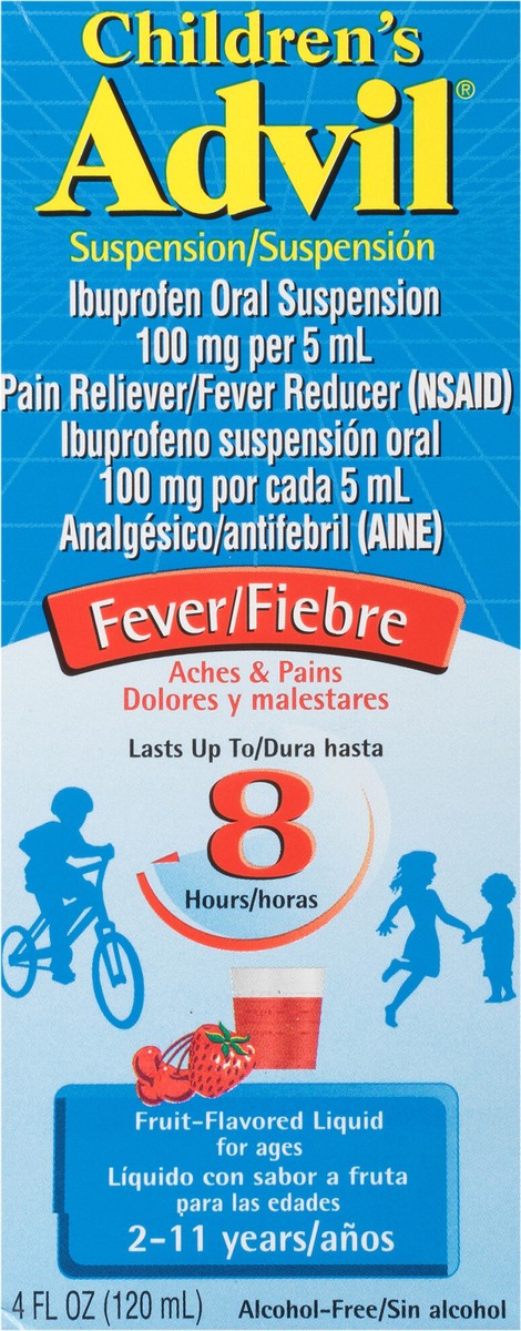 slide 4 of 10, Advil Children's Advil Pain Reliever and Fever Reducer, Liquid Children's Ibuprofen for Pain Relief, Fruit - 4 Fl Oz, 4 fl oz