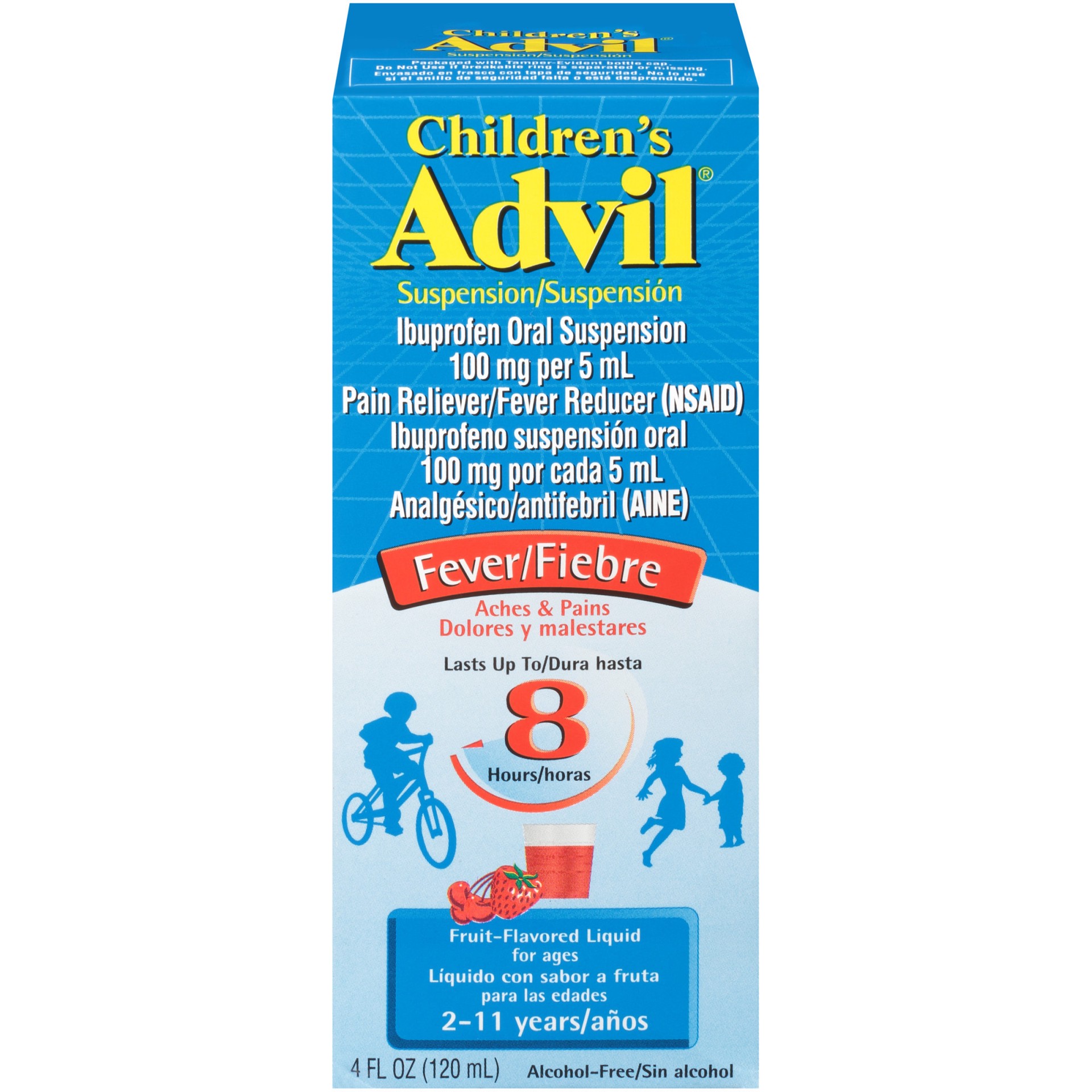 slide 1 of 10, Advil Children's Advil Pain Reliever and Fever Reducer, Liquid Children's Ibuprofen for Pain Relief, Fruit - 4 Fl Oz, 4 fl oz