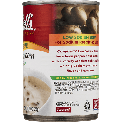 slide 8 of 9, Campbell's Ready to Serve Low Sodium Cream of Mushroom Soup, 10.5 oz