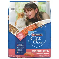 Purina Cat Chow Complete High Protein Dry Cat Food With Real Salmon - 15 lb. Bag