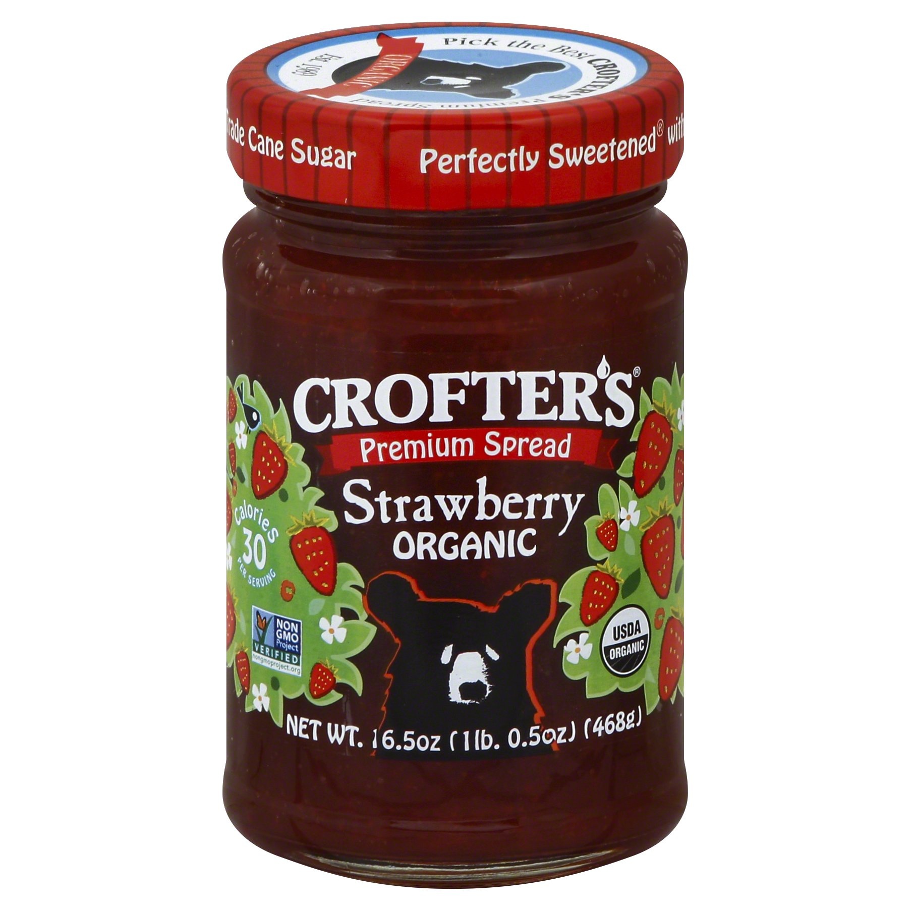 slide 1 of 9, Crofter's Crofters Fruit Spread, Organic, Premium, Strawberry, 16 oz