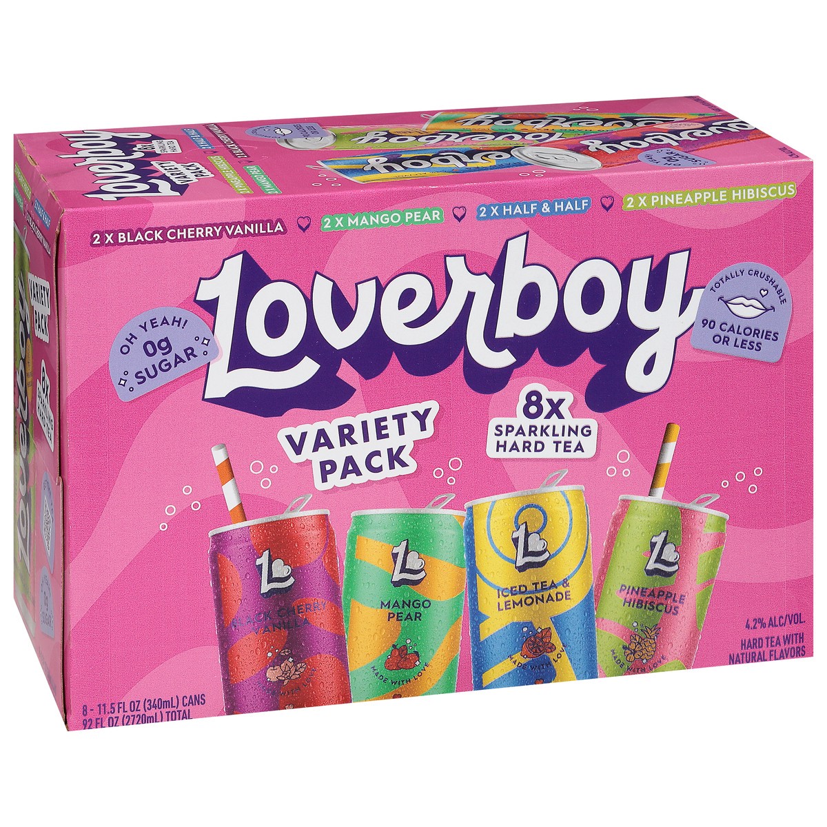 slide 2 of 9, Loverboy Sparkling Hard Tea Variety Pack 8 - 11.5 fl oz Cans, 8 ct; 11.5 oz