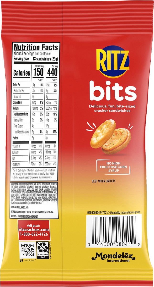 slide 9 of 14, Ritz, Bits Spicy Queso Crackers Sandwiches, Big Bag, 3 Oz, 3 oz