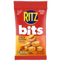 RITZ Bits Spicy Queso Cheese Sandwich Crackers, Snacks for Kids and Adults, Lunch Snacks, 3 oz