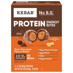 RXBAR Protein Energy Bites, Gluten Free Protein Balls, Dark Chocolate Peanut Butter, 8.8oz Box, 10 Bites