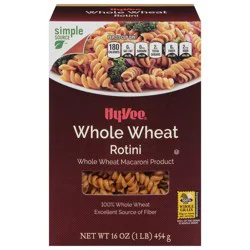 Hy-vee Whole Wheat Macaroni Product, Rotini - 16 oz