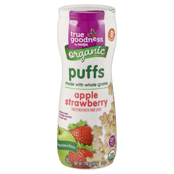 slide 1 of 1, True Goodness Organic Apple Strawberry Puffs, 1.48 oz