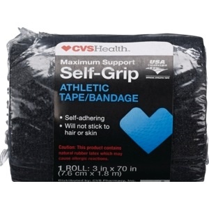 slide 1 of 1, CVS Health Maximum Support Self Grip Athletic Bandage 3in. X 70in. Black, 1 ct