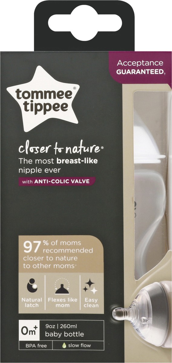 slide 8 of 12, Tommee Tippee Closer to Nature 0+ Months Slow Flow Baby Bottle with Anti-Colic Valve 1 ea, 1.0 ct