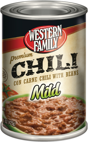 slide 1 of 1, Western Family Chili With Beans Mild, 15 oz