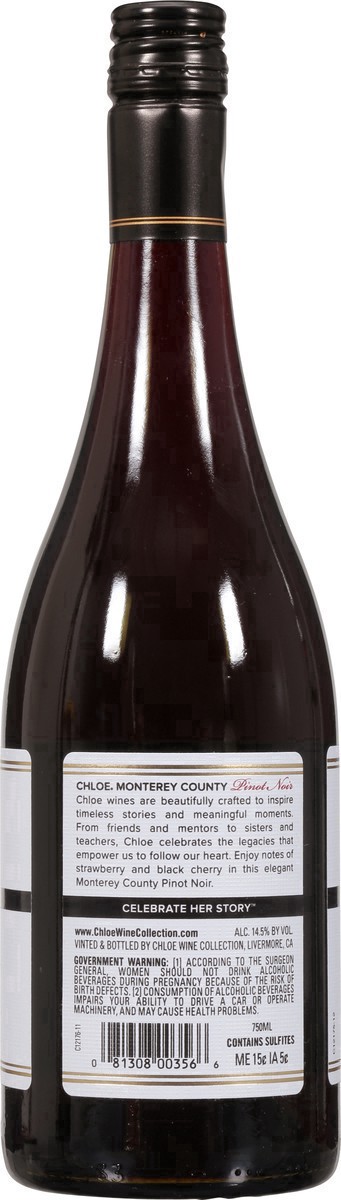 slide 4 of 29, Chloe Pinot Noir, Red Wine, Monterey County, California 2020, 1 ct, 750ml Bottle, 750 ml