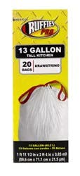 Ruffies Pro Drawstring 13 Gallon Tall Kitchen Trash Bags