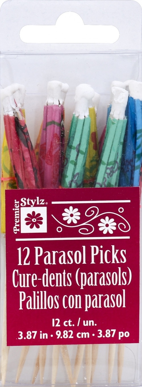 slide 1 of 1, Premier Stylz Parasol Picks, 12 ct