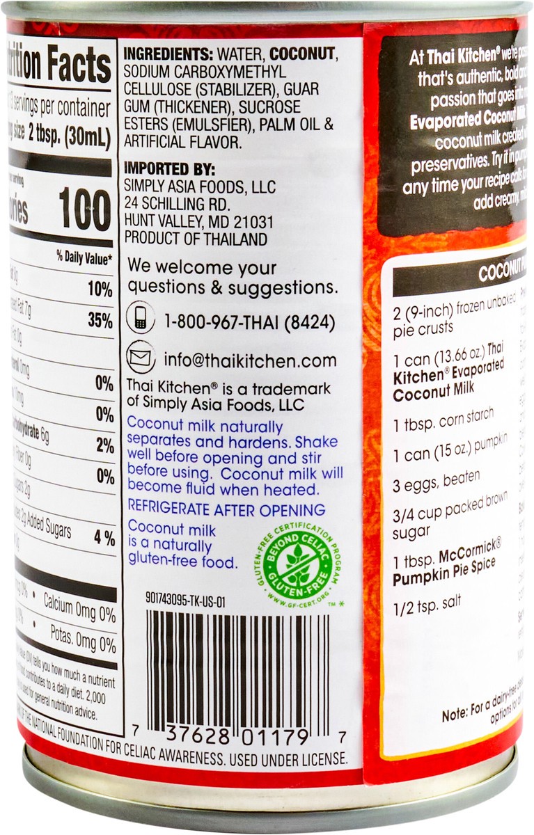 slide 7 of 13, Thai Kitchen Evaporated Coconut Milk, 13.66 fl oz, 13.66 fl oz