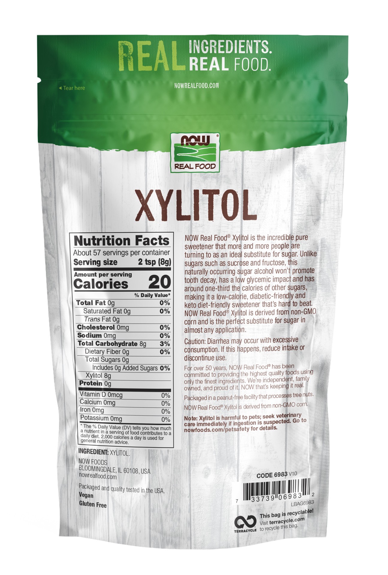 slide 3 of 3, NOW Real Food Xylitol - 1 lb., 1 lb