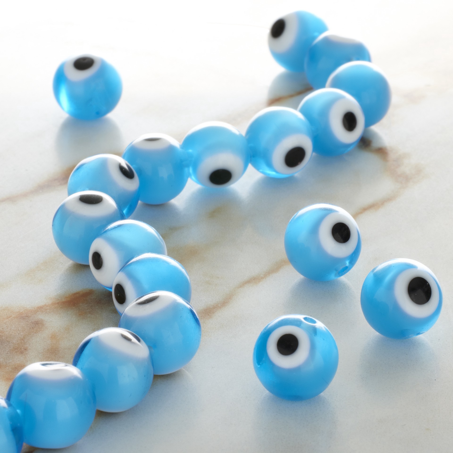 slide 2 of 3, Light Blue Glass Round Beads By Bead Landing, 10 mm