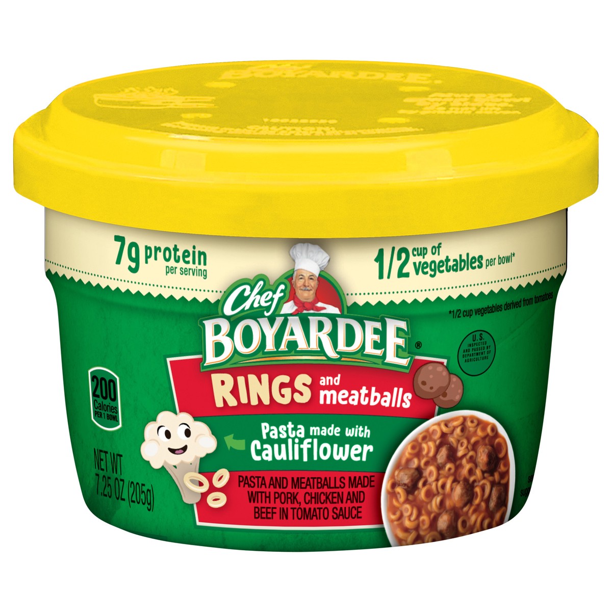 slide 1 of 2, Chef Boyardee Original Rings Pasta Made With Cauliflower and Meatballs in Tomato Sauce, 7.25 oz., 7.25 oz