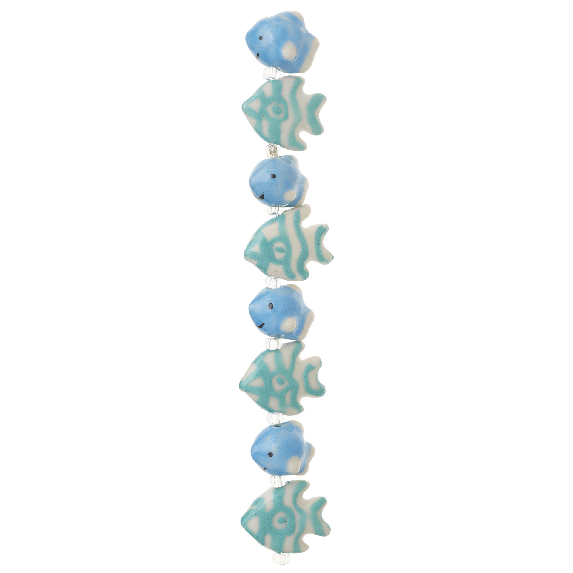 slide 3 of 3, Blue Fish Mix Ceramic Beads By Bead Landing, 22mm x 17mm