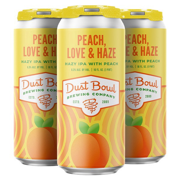 slide 1 of 1, Dust Bowl Brewing Co. Dust Bowl, Peach Love & Haze, 4 ct; 16 fl oz