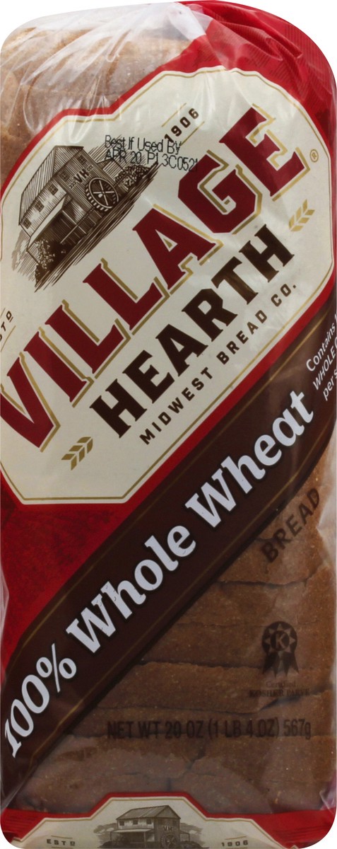 slide 3 of 13, Village Hearth 100% Whole Wheat Bread, 20 oz