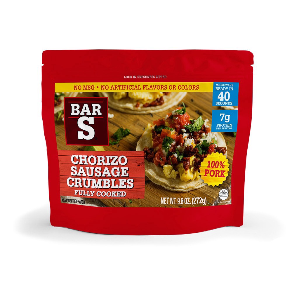 slide 2 of 2, Bar-S Fully Cooked Chorizo Sausage Crumbles, 9.6 oz
