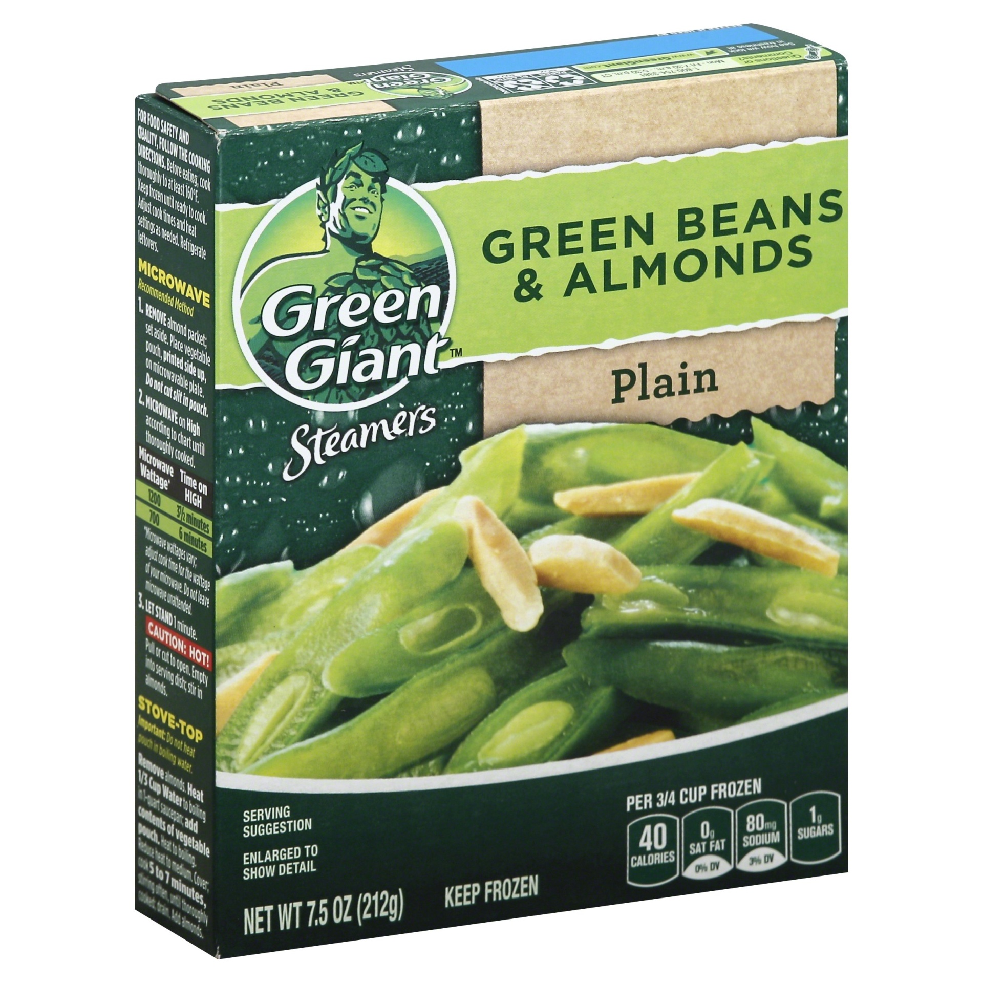slide 1 of 8, Green Giant Steamers Green Beans & Almonds, 7.5 oz