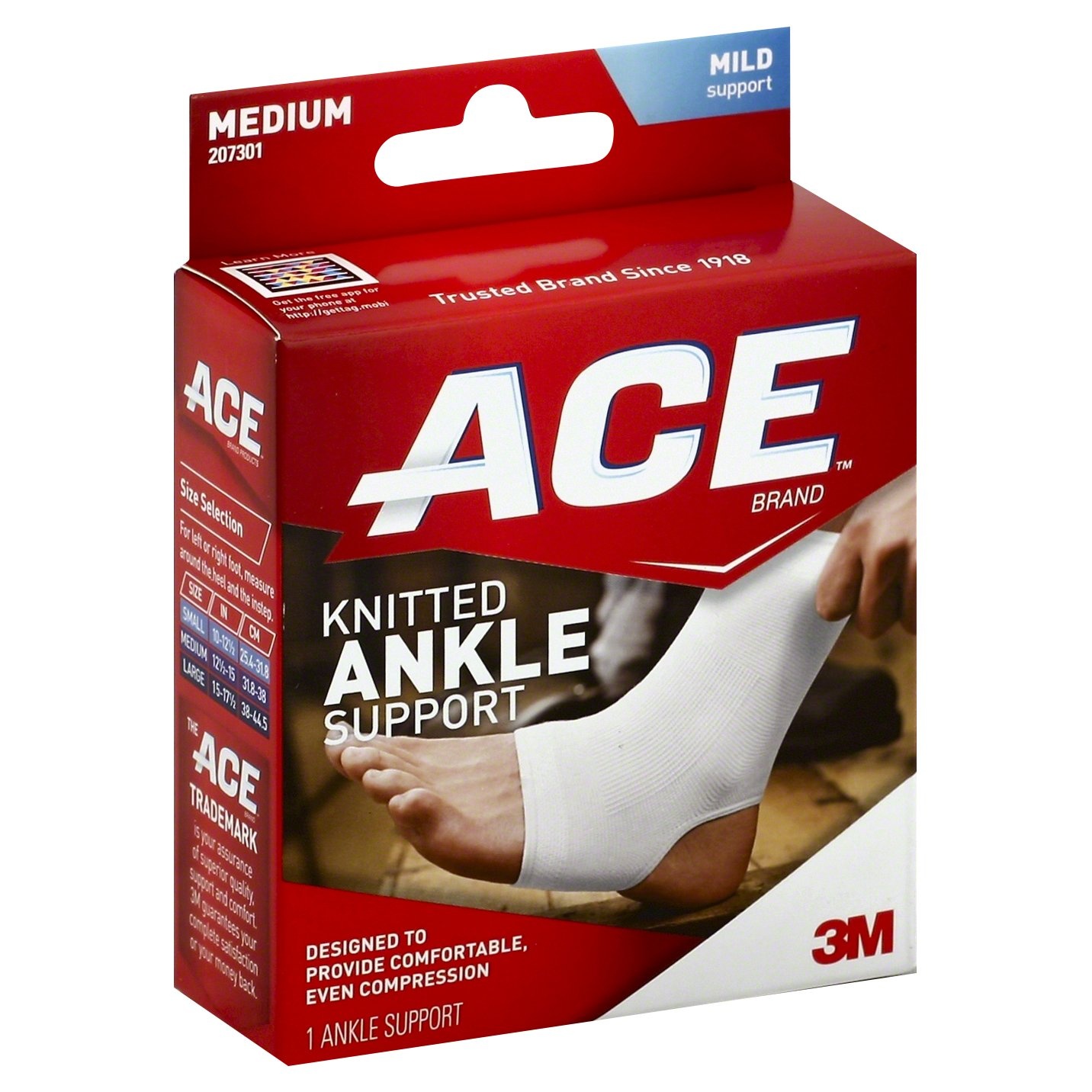slide 1 of 1, Ace Medium Knitted Ankle Support, MED