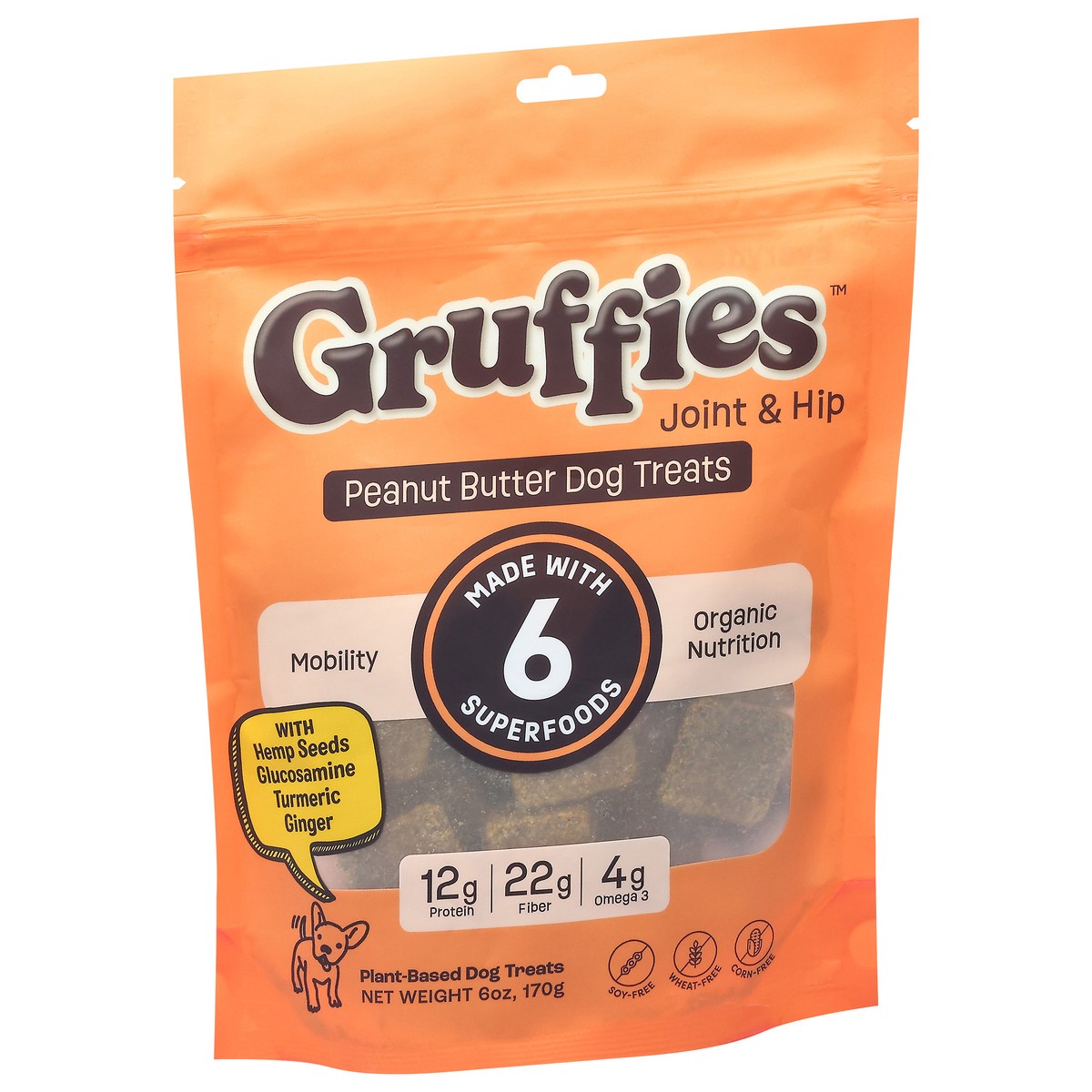 slide 6 of 15, Gruffies Joint & Hip Plant-Based Peanut Butter Dog Treats 6 oz, 6 oz