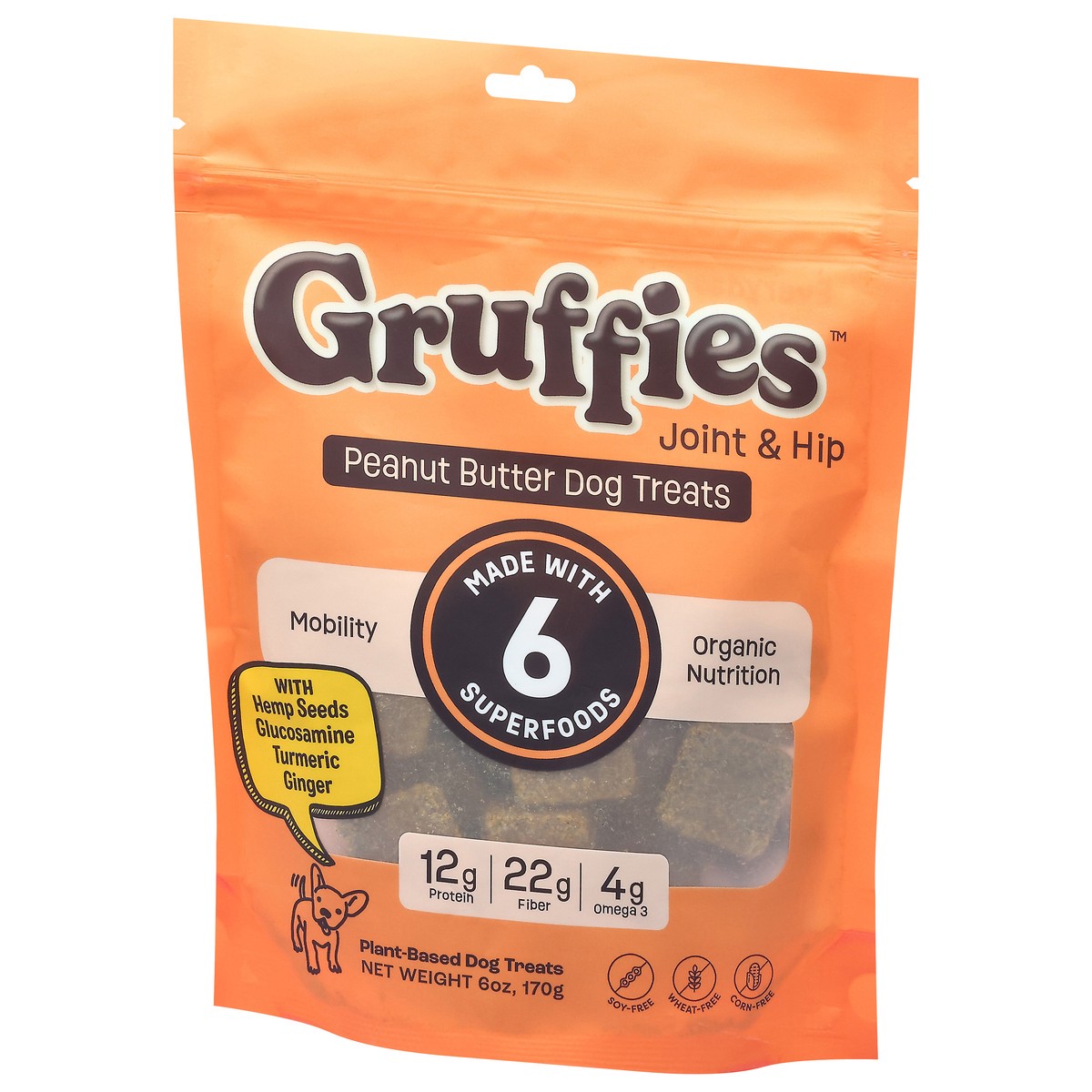 slide 12 of 15, Gruffies Joint & Hip Plant-Based Peanut Butter Dog Treats 6 oz, 6 oz
