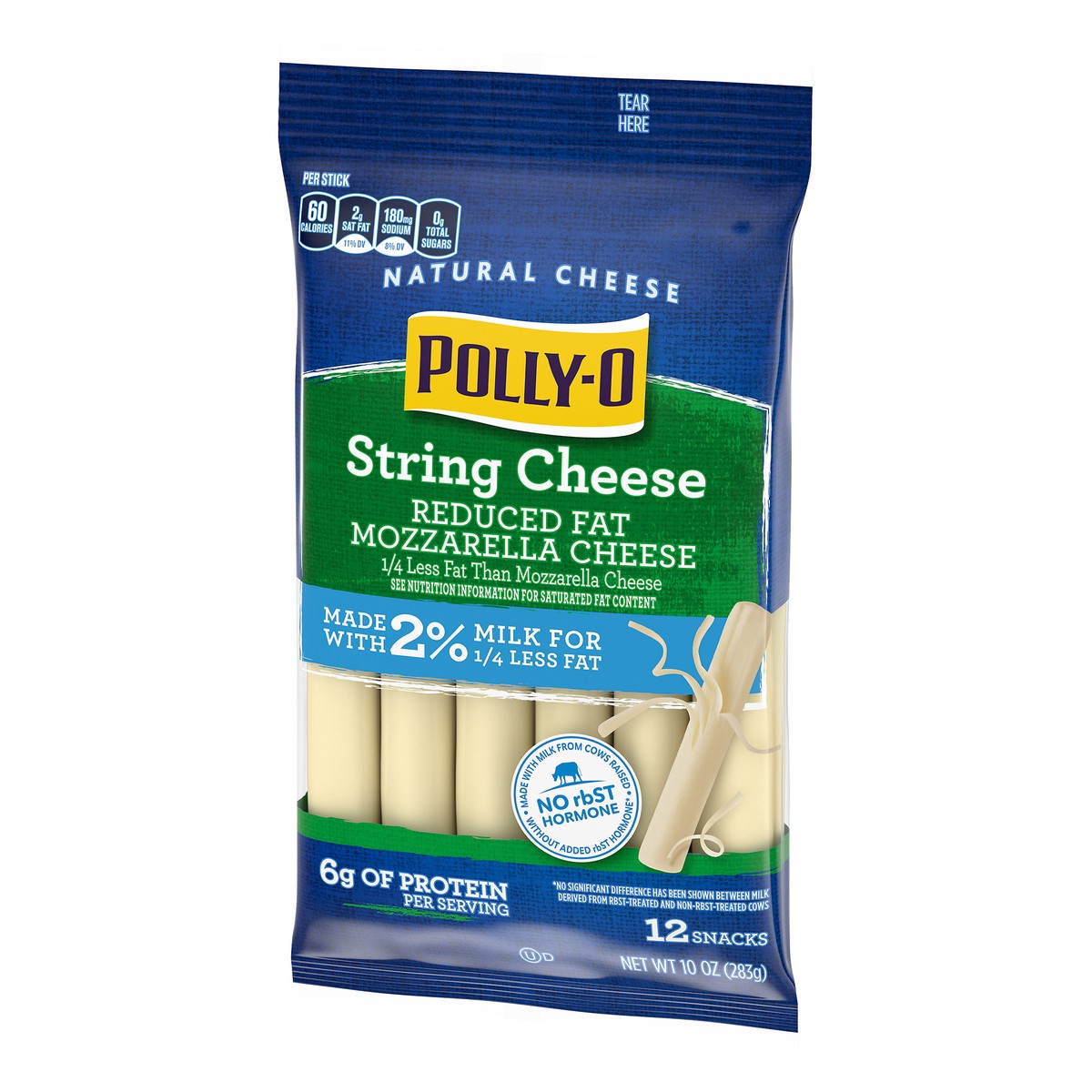 slide 8 of 10, Polly-O String Cheese Mozzarella Cheese Snacks with 2% Milk, 12 ct