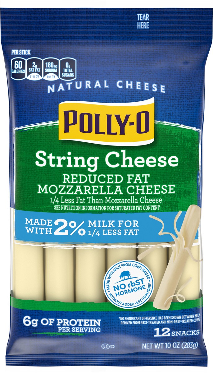 slide 1 of 10, Polly-O String Cheese Mozzarella Cheese Snacks with 2% Milk - 12 ct, 12 ct