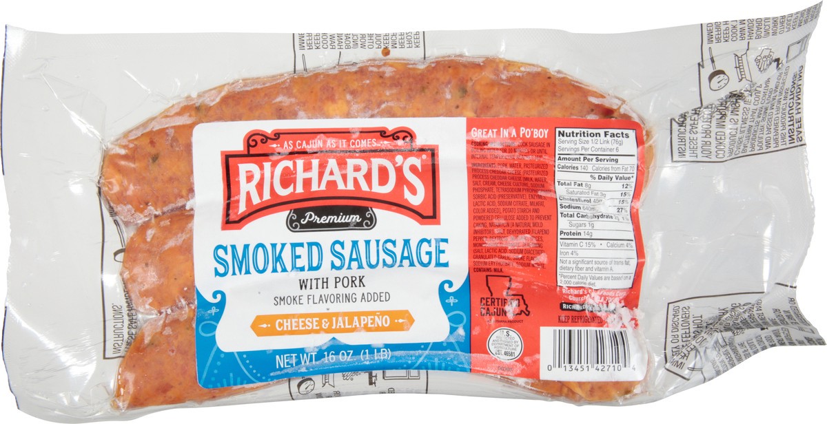slide 8 of 12, Richard's Jala/Cheese Sausage, 16 oz