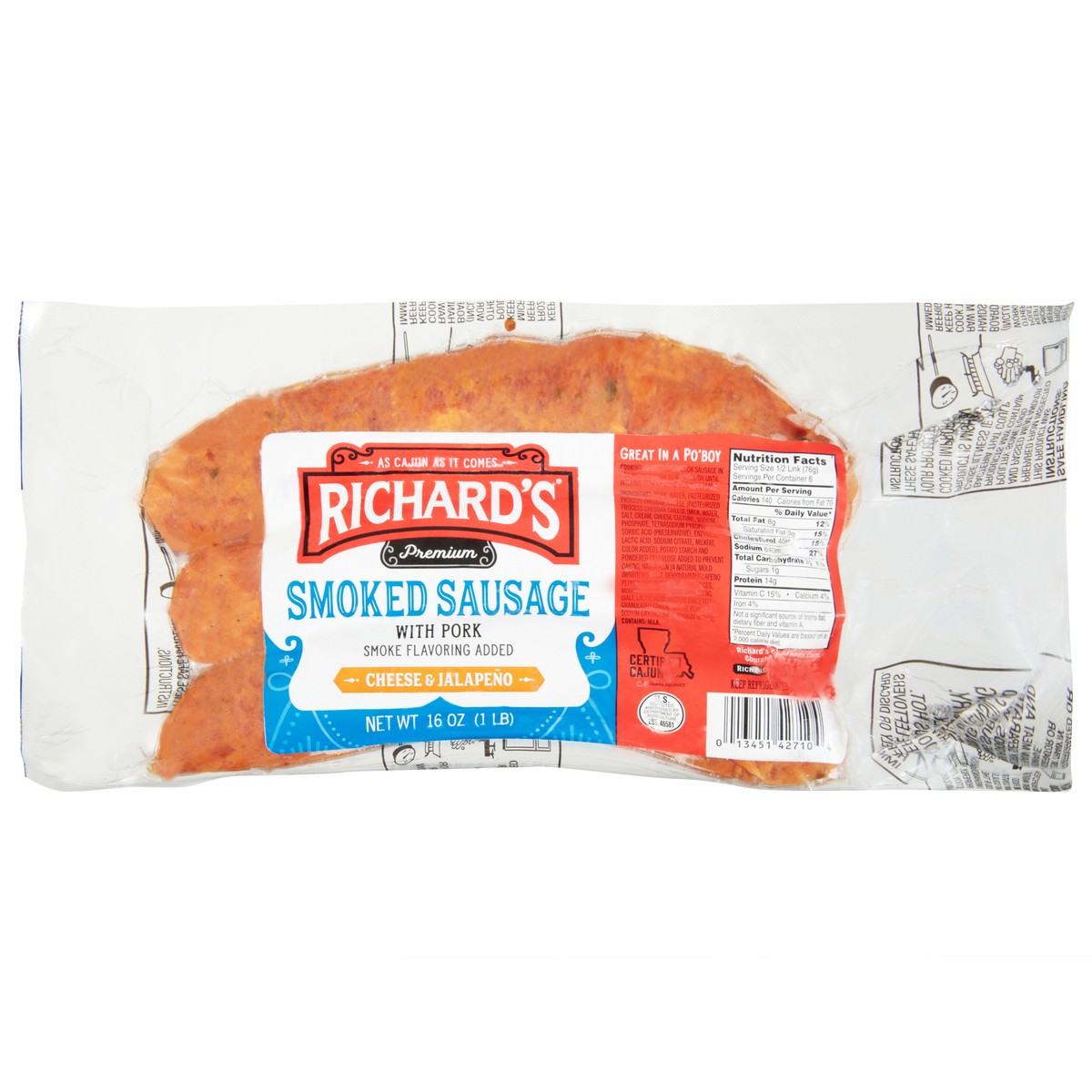 slide 3 of 12, Richard's Jala/Cheese Sausage, 16 oz