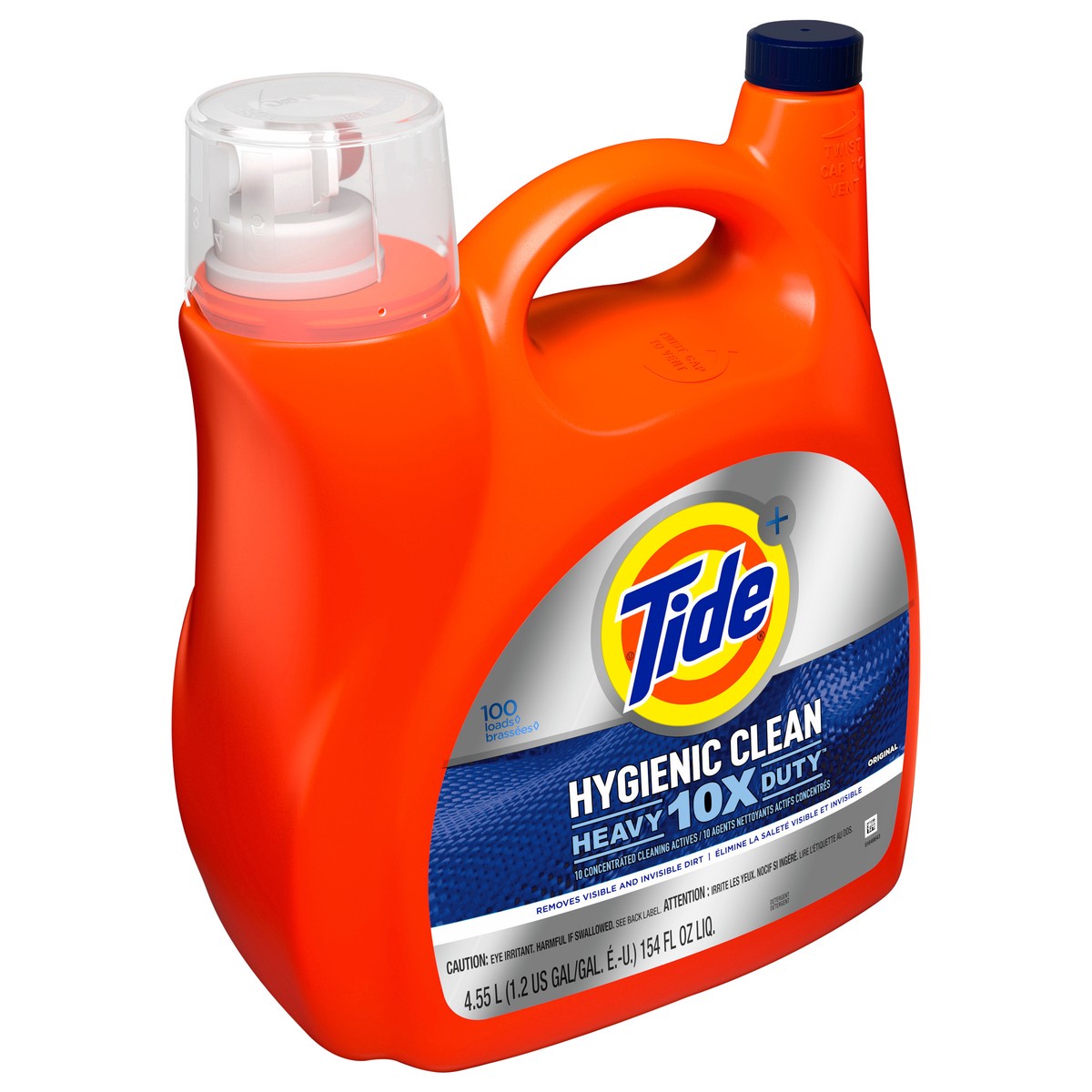 slide 4 of 8, Tide Hygienic Clean Heavy 10x Duty Liquid Laundry Detergent, Original Scent, 154 fl oz., 100 loads, HE Compatible, 4.55 liter