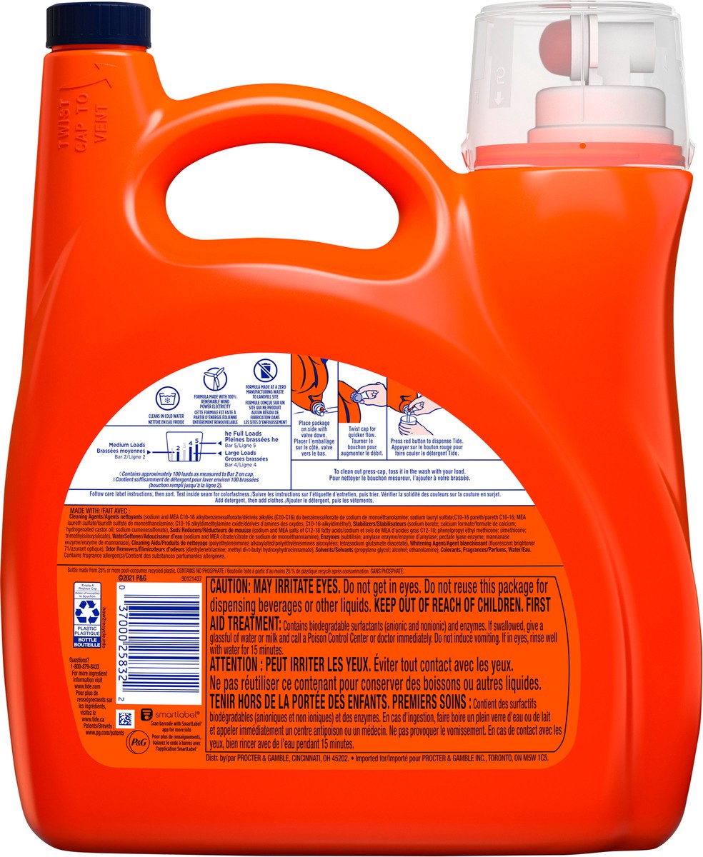 slide 8 of 8, Tide Hygienic Clean Heavy 10x Duty Liquid Laundry Detergent, Original Scent, 154 fl oz., 100 loads, HE Compatible, 4.55 liter