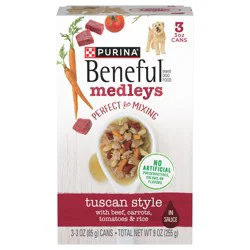 Beneful Purina Beneful Wet Dog Food, Medleys Tuscan Style With Beef in Sauce - (3) 3 oz. Cans