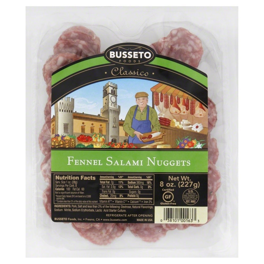 slide 1 of 3, Busseto Foods Busseto Salami Fennel Nuggets 8 Oz, 8 oz