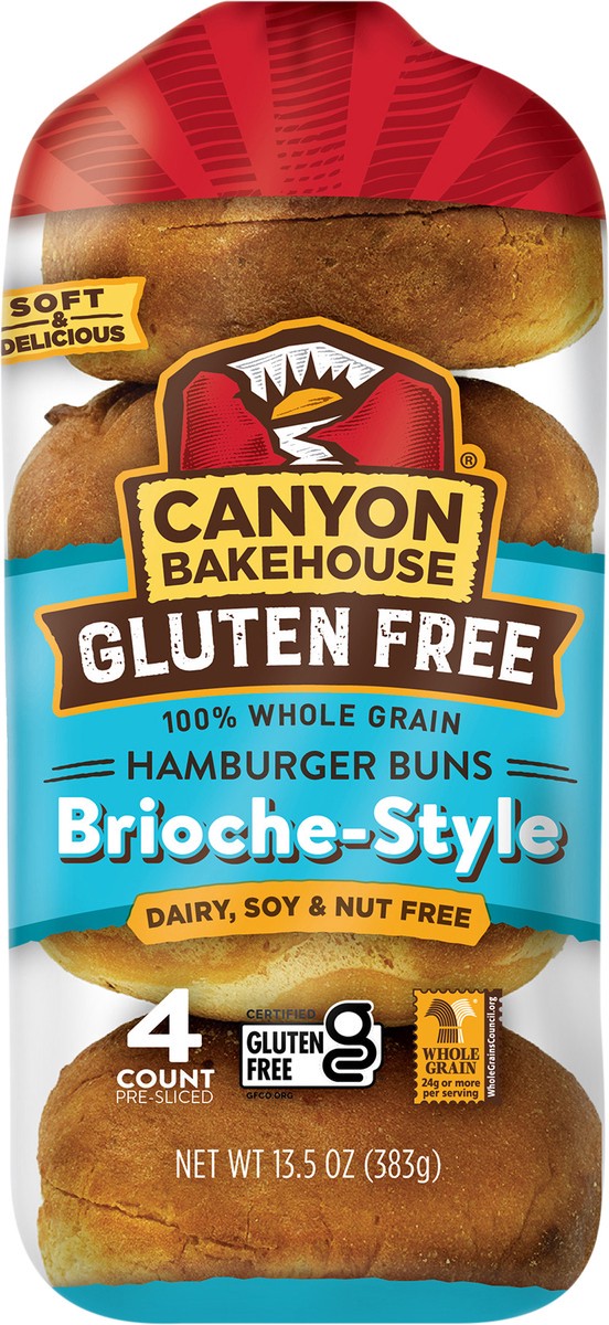slide 8 of 11, Canyon Bakehouse Gluten Free 100% Whole Grain Brioche-Style Hamburger Buns 13.5 oz, 13.5 oz