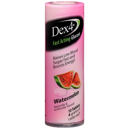 slide 1 of 1, Dex4 Watermelon Fast Acting Glucose Tablets, 10 ct