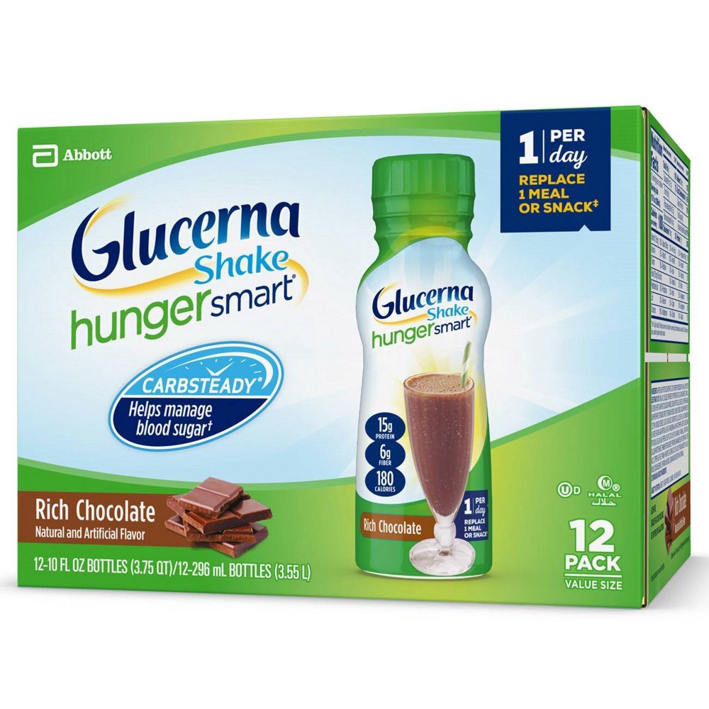 slide 3 of 14, Glucerna Hunger Smart 12 Pack Classic Chocolate Shake Value Size Bottle 12 ea, 12 ct
