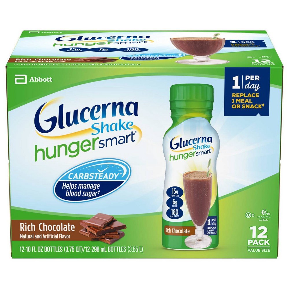 slide 13 of 14, Glucerna Hunger Smart 12 Pack Classic Chocolate Shake Value Size Bottle 12 ea, 12 ct