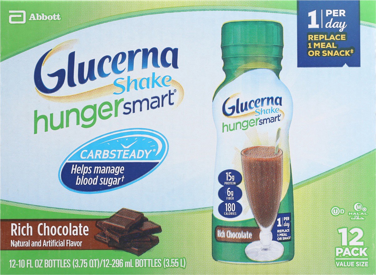 slide 11 of 14, Glucerna Hunger Smart 12 Pack Classic Chocolate Shake Value Size Bottle 12 ea, 12 ct