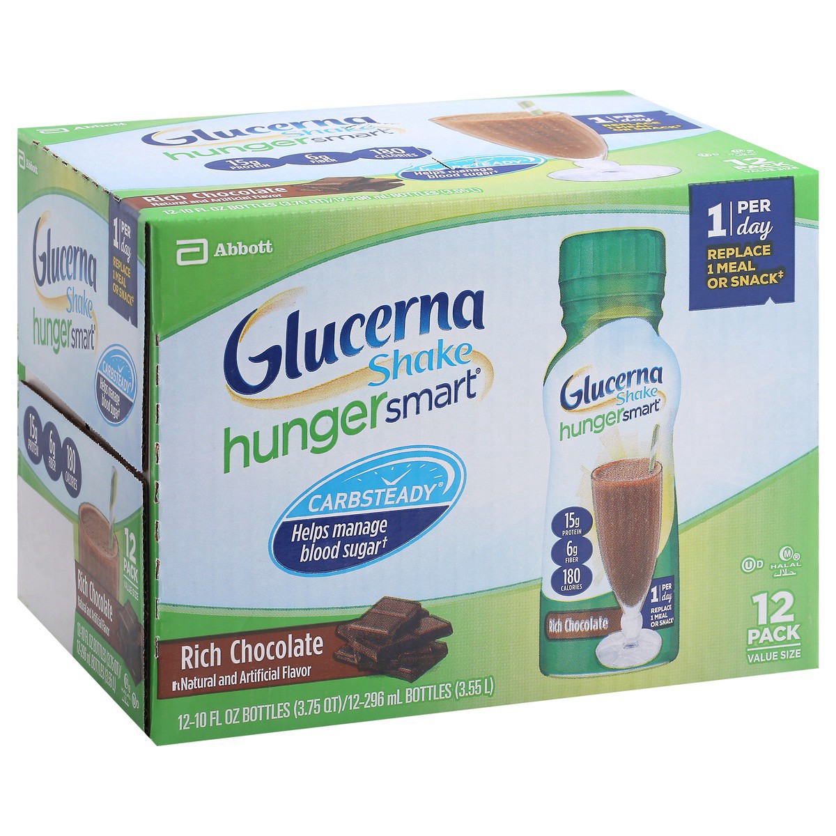 slide 12 of 14, Glucerna Hunger Smart 12 Pack Classic Chocolate Shake Value Size Bottle 12 ea, 12 ct