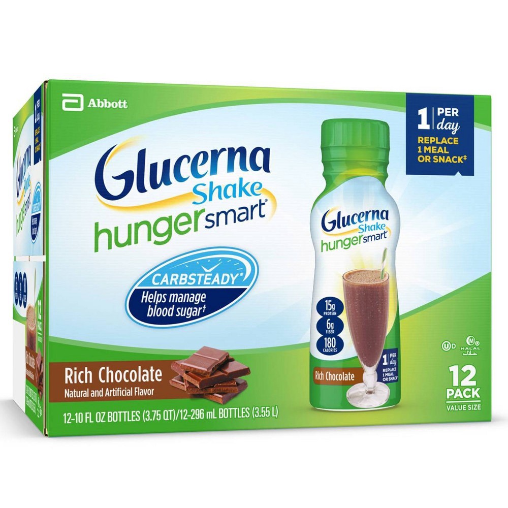 slide 10 of 14, Glucerna Hunger Smart 12 Pack Classic Chocolate Shake Value Size Bottle 12 ea, 12 ct